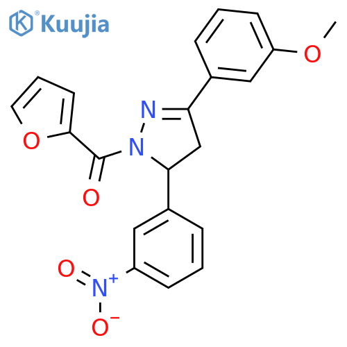 1-(furan-2-carbonyl)-3-(3-methoxyphenyl)-5-(3-nitrophenyl)-4,5-dihydro-1H-pyrazole structure