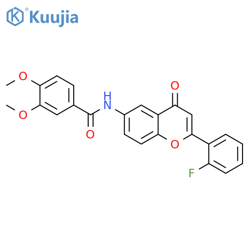 N-2-(2-fluorophenyl)-4-oxo-4H-chromen-6-yl-3,4-dimethoxybenzamide structure
