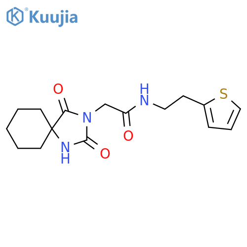 2-(2,4-dioxo-1,3-diazaspiro[4.5]dec-3-yl)-N-[2-(2-thienyl)ethyl]acetamide structure