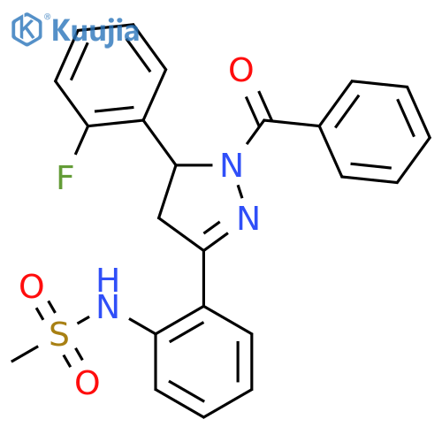 N-{2-1-benzoyl-5-(2-fluorophenyl)-4,5-dihydro-1H-pyrazol-3-ylphenyl}methanesulfonamide structure