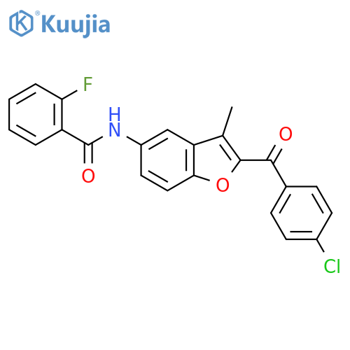 N-2-(4-chlorobenzoyl)-3-methyl-1-benzofuran-5-yl-2-fluorobenzamide structure
