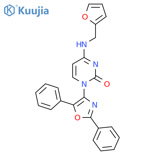 1-(2,5-diphenyl-1,3-oxazol-4-yl)-4-{(furan-2-yl)methylamino}-1,2-dihydropyrimidin-2-one structure