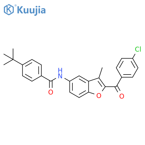 4-tert-butyl-N-2-(4-chlorobenzoyl)-3-methyl-1-benzofuran-5-ylbenzamide structure