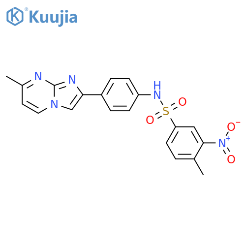 4-methyl-N-(4-{7-methylimidazo1,2-apyrimidin-2-yl}phenyl)-3-nitrobenzene-1-sulfonamide structure