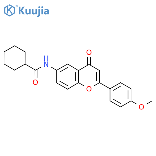 N-2-(4-methoxyphenyl)-4-oxo-4H-chromen-6-ylcyclohexanecarboxamide structure