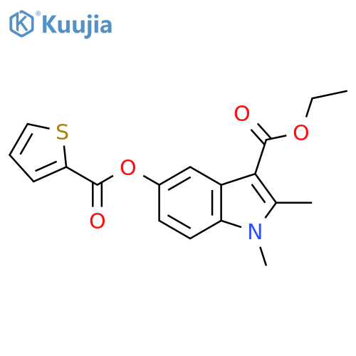 ethyl 1,2-dimethyl-5-(thiophene-2-carbonyloxy)-1H-indole-3-carboxylate structure