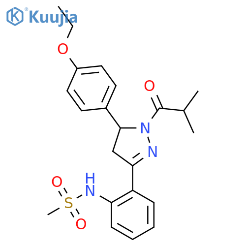 N-{2-5-(4-ethoxyphenyl)-1-(2-methylpropanoyl)-4,5-dihydro-1H-pyrazol-3-ylphenyl}methanesulfonamide structure