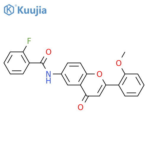 2-fluoro-N-2-(2-methoxyphenyl)-4-oxo-4H-chromen-6-ylbenzamide structure