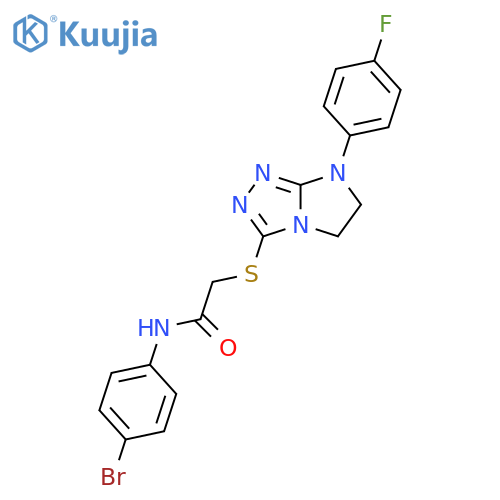 N-(4-bromophenyl)-2-{7-(4-fluorophenyl)-5H,6H,7H-imidazo2,1-c1,2,4triazol-3-ylsulfanyl}acetamide structure