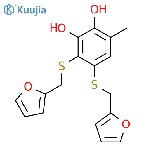 1,2-Benzenediol, 3,4-bis[(2-furanylmethyl)thio]-6-methyl- structure