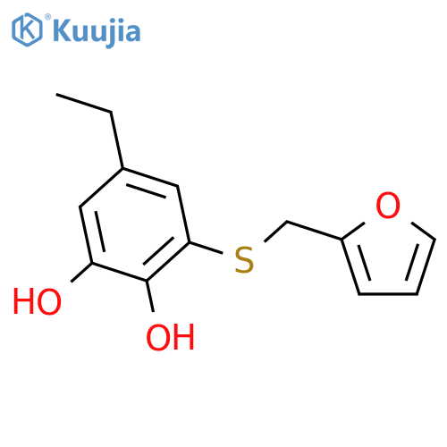 1,2-Benzenediol, 5-ethyl-3-[(2-furanylmethyl)thio]- structure