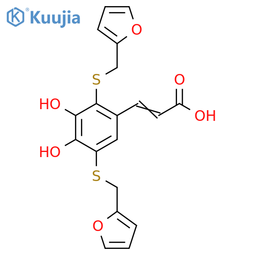 3-(2,5-Bis{[(furan-2-yl)methyl]sulfanyl}-3,4-dihydroxyphenyl)prop-2-enoic acid structure