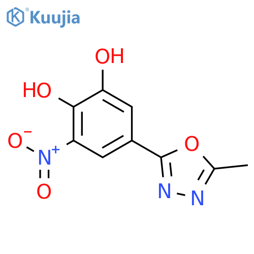 1,2-Benzenediol, 5-(5-methyl-1,3,4-oxadiazol-2-yl)-3-nitro- structure