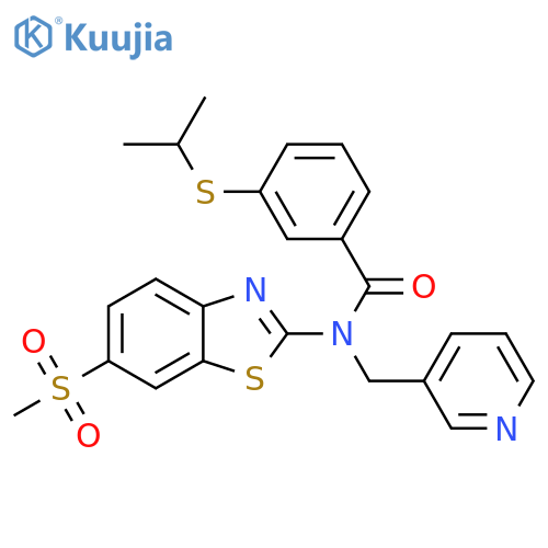 N-(6-methanesulfonyl-1,3-benzothiazol-2-yl)-3-(propan-2-ylsulfanyl)-N-(pyridin-3-yl)methylbenzamide structure