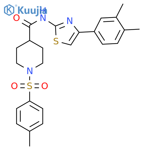N-4-(3,4-dimethylphenyl)-1,3-thiazol-2-yl-1-(4-methylbenzenesulfonyl)piperidine-4-carboxamide structure