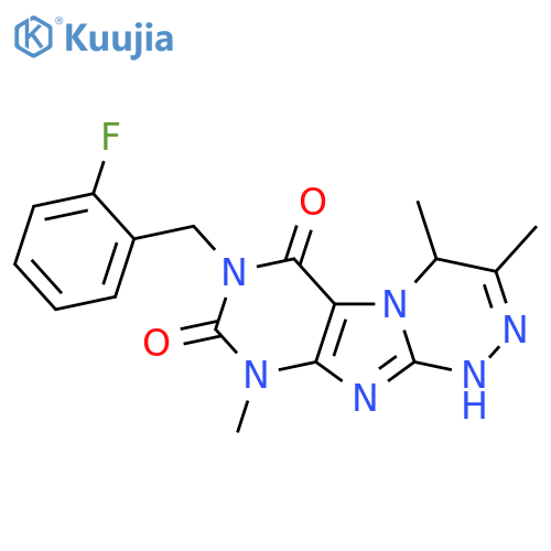 7-(2-fluorophenyl)methyl-3,4,9-trimethyl-1H,4H,6H,7H,8H,9H-1,2,4triazino4,3-gpurine-6,8-dione structure