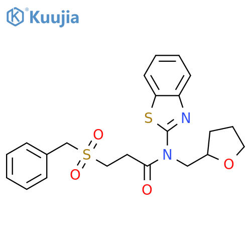 N-(1,3-benzothiazol-2-yl)-N-(oxolan-2-yl)methyl-3-phenylmethanesulfonylpropanamide structure