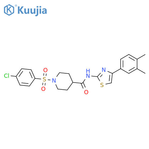 1-(4-chlorobenzenesulfonyl)-N-4-(3,4-dimethylphenyl)-1,3-thiazol-2-ylpiperidine-4-carboxamide structure