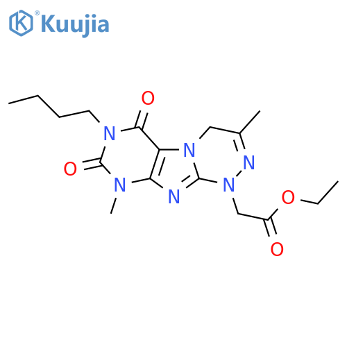 ethyl 2-{7-butyl-3,9-dimethyl-6,8-dioxo-1H,4H,6H,7H,8H,9H-1,2,4triazino4,3-gpurin-1-yl}acetate structure