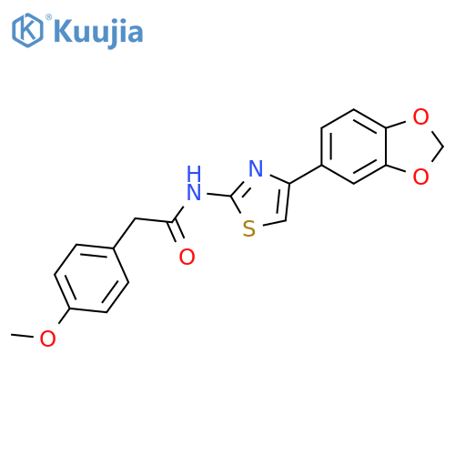 N-4-(2H-1,3-benzodioxol-5-yl)-1,3-thiazol-2-yl-2-(4-methoxyphenyl)acetamide structure