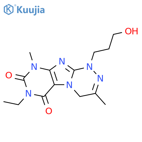 7-ethyl-1-(3-hydroxypropyl)-3,9-dimethyl-1H,4H,6H,7H,8H,9H-1,2,4triazino4,3-gpurine-6,8-dione structure