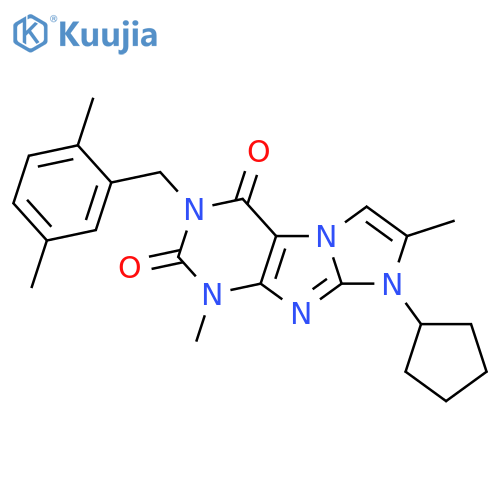 8-cyclopentyl-3-(2,5-dimethylphenyl)methyl-1,7-dimethyl-1H,2H,3H,4H,8H-imidazo1,2-gpurine-2,4-dione structure