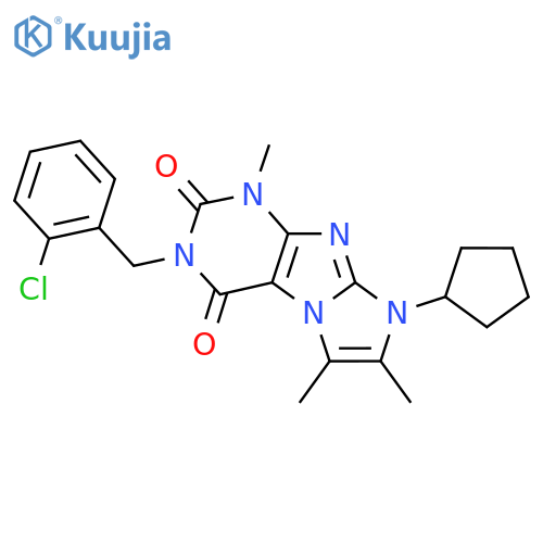 3-(2-chlorophenyl)methyl-8-cyclopentyl-1,6,7-trimethyl-1H,2H,3H,4H,8H-imidazo1,2-gpurine-2,4-dione structure