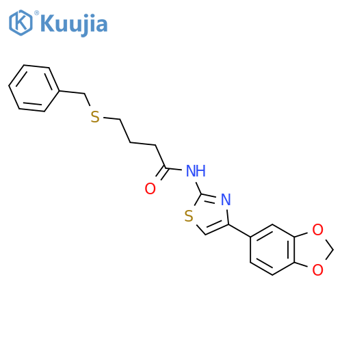 N-(4-(benzo[d][1,3]dioxol-5-yl)thiazol-2-yl)-4-(benzylthio)butanamide structure