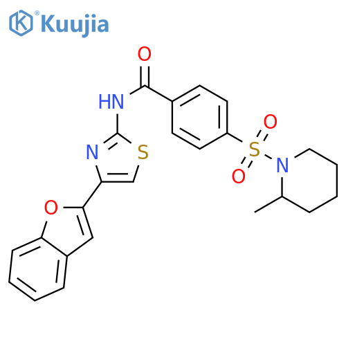 N-4-(1-benzofuran-2-yl)-1,3-thiazol-2-yl-4-(2-methylpiperidin-1-yl)sulfonylbenzamide structure