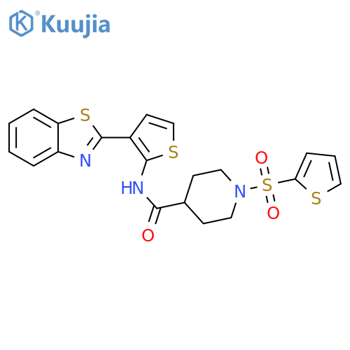 N-3-(1,3-benzothiazol-2-yl)thiophen-2-yl-1-(thiophene-2-sulfonyl)piperidine-4-carboxamide structure