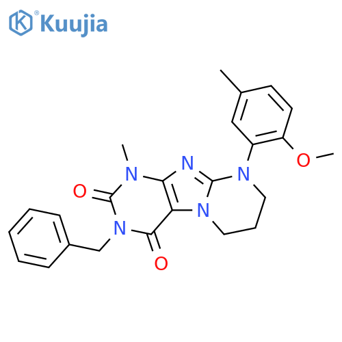 3-benzyl-9-(2-methoxy-5-methylphenyl)-1-methyl-1H,2H,3H,4H,6H,7H,8H,9H-pyrimido1,2-gpurine-2,4-dione structure