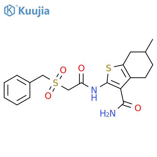 6-methyl-2-(2-phenylmethanesulfonylacetamido)-4,5,6,7-tetrahydro-1-benzothiophene-3-carboxamide structure