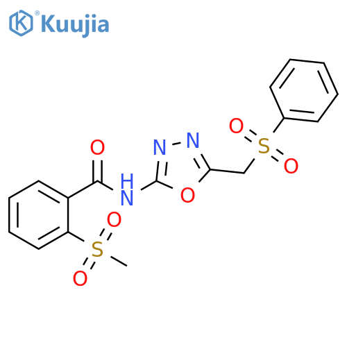 N-{5-(benzenesulfonyl)methyl-1,3,4-oxadiazol-2-yl}-2-methanesulfonylbenzamide structure