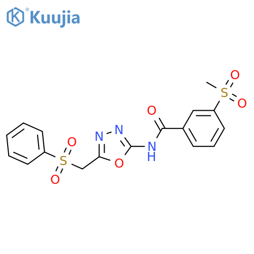 N-{5-(benzenesulfonyl)methyl-1,3,4-oxadiazol-2-yl}-3-methanesulfonylbenzamide structure