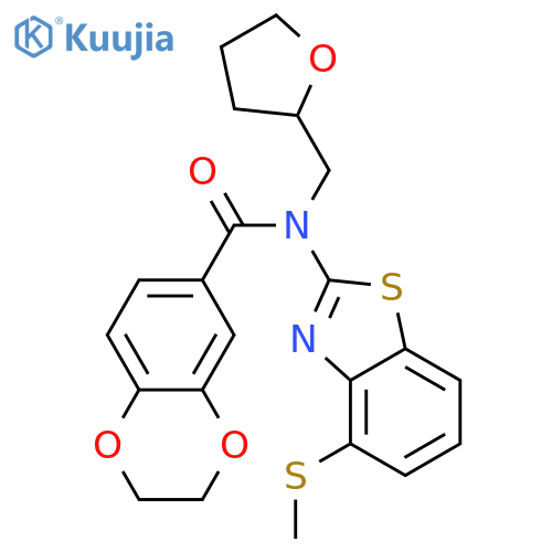 N-4-(methylsulfanyl)-1,3-benzothiazol-2-yl-N-(oxolan-2-yl)methyl-2,3-dihydro-1,4-benzodioxine-6-carboxamide structure