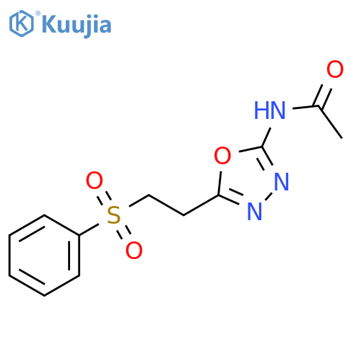 N-{5-2-(benzenesulfonyl)ethyl-1,3,4-oxadiazol-2-yl}acetamide structure