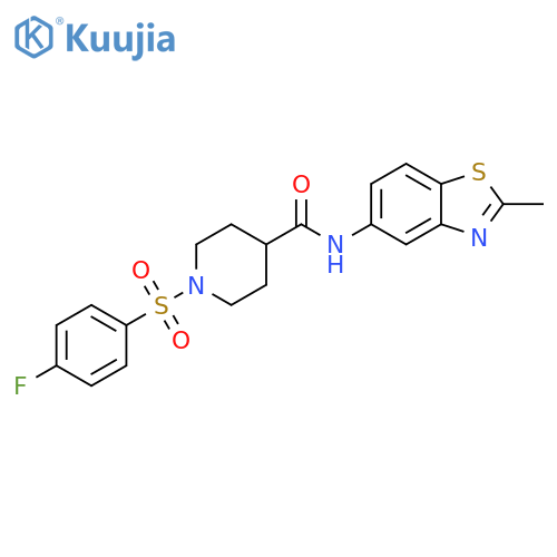 1-(4-fluorobenzenesulfonyl)-N-(2-methyl-1,3-benzothiazol-5-yl)piperidine-4-carboxamide structure