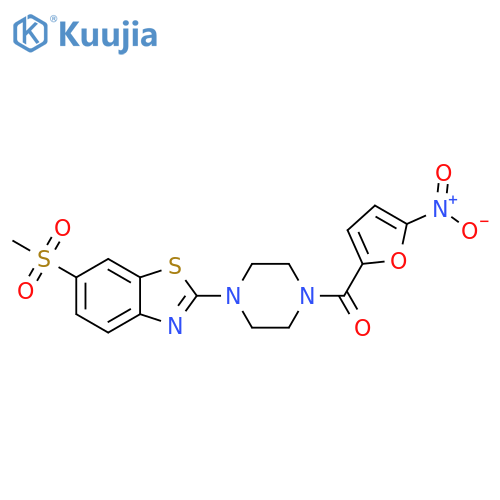 6-methanesulfonyl-2-4-(5-nitrofuran-2-carbonyl)piperazin-1-yl-1,3-benzothiazole structure