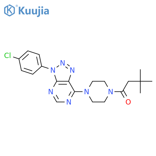 1-{4-3-(4-chlorophenyl)-3H-1,2,3triazolo4,5-dpyrimidin-7-ylpiperazin-1-yl}-3,3-dimethylbutan-1-one structure