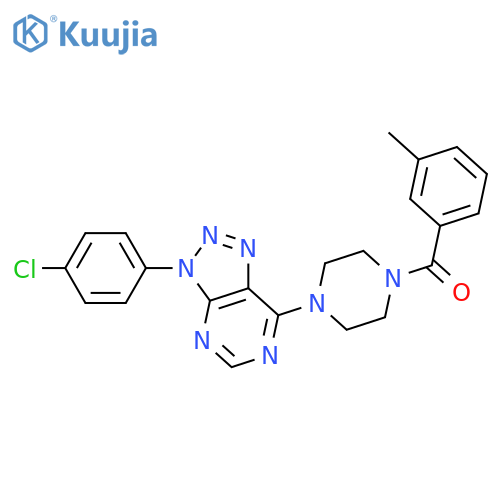 1-3-(4-chlorophenyl)-3H-1,2,3triazolo4,5-dpyrimidin-7-yl-4-(3-methylbenzoyl)piperazine structure