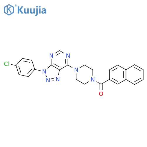 1-3-(4-chlorophenyl)-3H-1,2,3triazolo4,5-dpyrimidin-7-yl-4-(naphthalene-2-carbonyl)piperazine structure