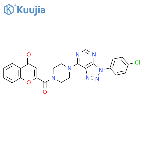 2-{4-3-(4-chlorophenyl)-3H-1,2,3triazolo4,5-dpyrimidin-7-ylpiperazine-1-carbonyl}-4H-chromen-4-one structure