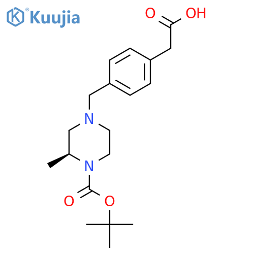 2-[4-[[(3S)-3-Methyl-4-[(2-methylpropan-2-yl)oxycarbonyl]piperazin-1-yl]methyl]phenyl]acetic acid structure