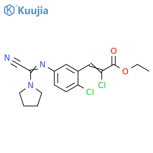 2-Propenoic acid, 2-chloro-3-[2-chloro-5-[(cyano-1-pyrrolidinylmethylene)amino]phenyl]-, ethyl ester structure