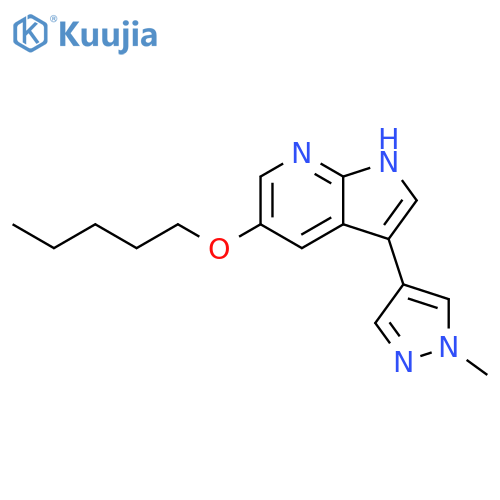1H-Pyrrolo[2,3-b]pyridine, 3-(1-methyl-1H-pyrazol-4-yl)-5-(pentyloxy)- structure