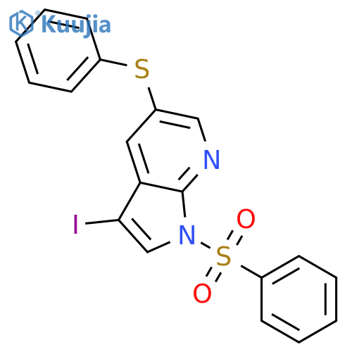 1H-Pyrrolo[2,3-b]pyridine, 3-iodo-1-(phenylsulfonyl)-5-(phenylthio)- structure