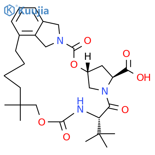 (5R,7S,10S)-10-(1,1-Dimethylethyl)-6,7,9,10,11,12,14,15,16,17,18,19-dodecahydro-15,15-dimethyl-3,9,12-trioxo-3H,5H-2,23:5,8-dimethano-1H-4,13,2,8,11-benzodioxatriazacycloheneicosine-7-carboxylic acid structure
