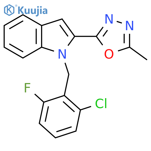 1-[(2-chloro-6-fluorophenyl)methyl]-2-(5-methyl-1,3,4-oxadiazol-2-yl)-1H-indole structure