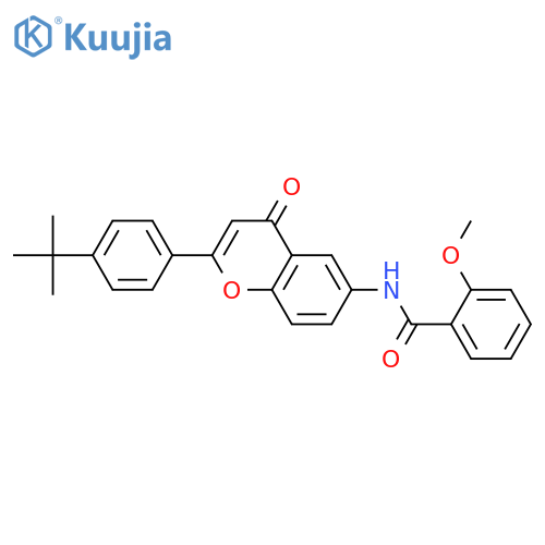 N-2-(4-tert-butylphenyl)-4-oxo-4H-chromen-6-yl-2-methoxybenzamide structure