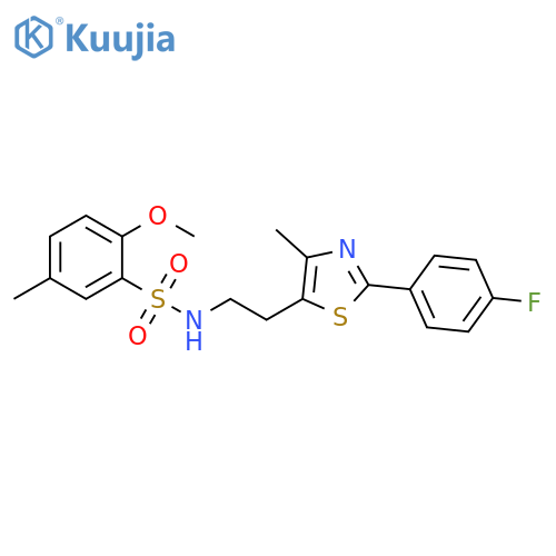 N-{2-2-(4-fluorophenyl)-4-methyl-1,3-thiazol-5-ylethyl}-2-methoxy-5-methylbenzene-1-sulfonamide structure